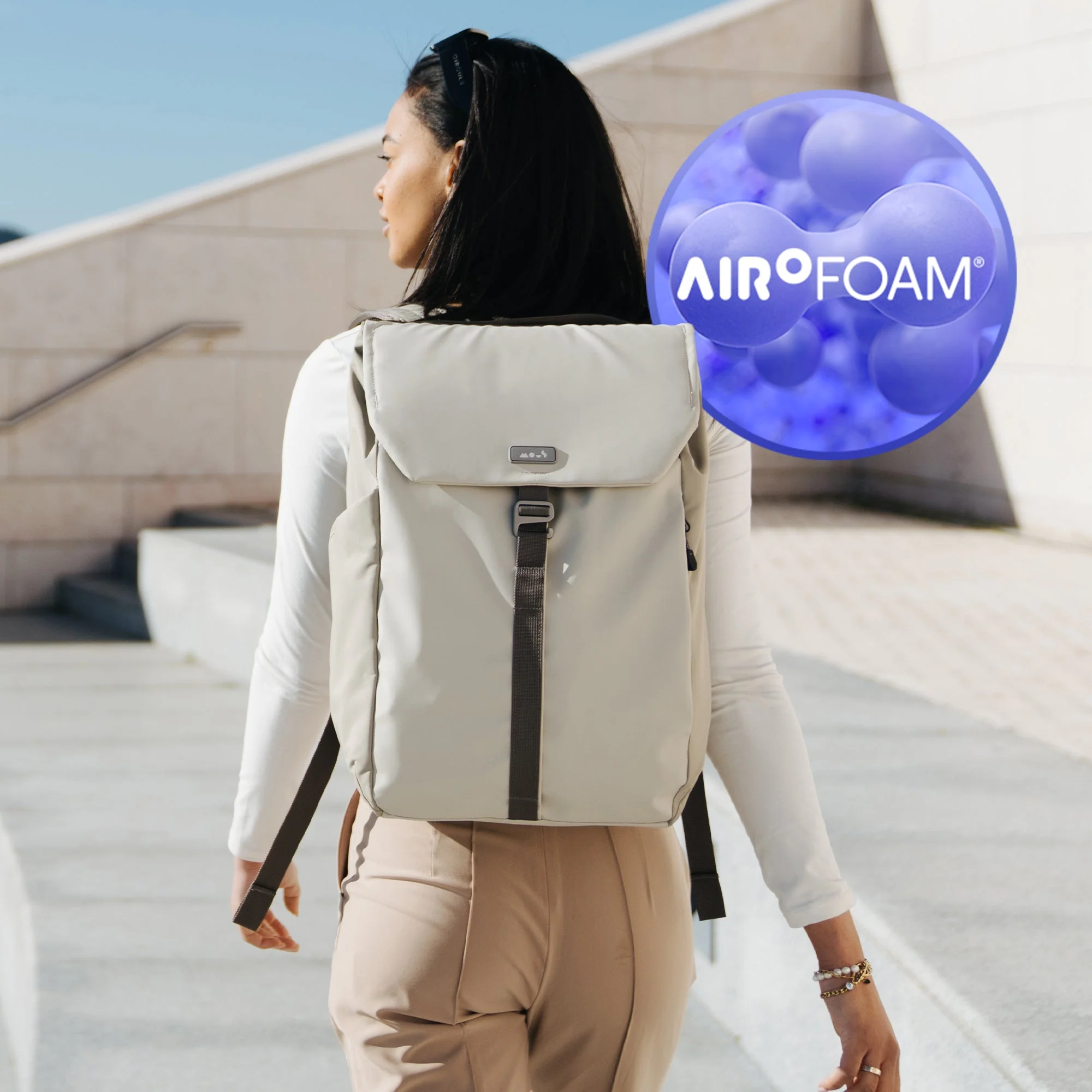 Flap Backpack with AiroFoam® - Stone - Image 3