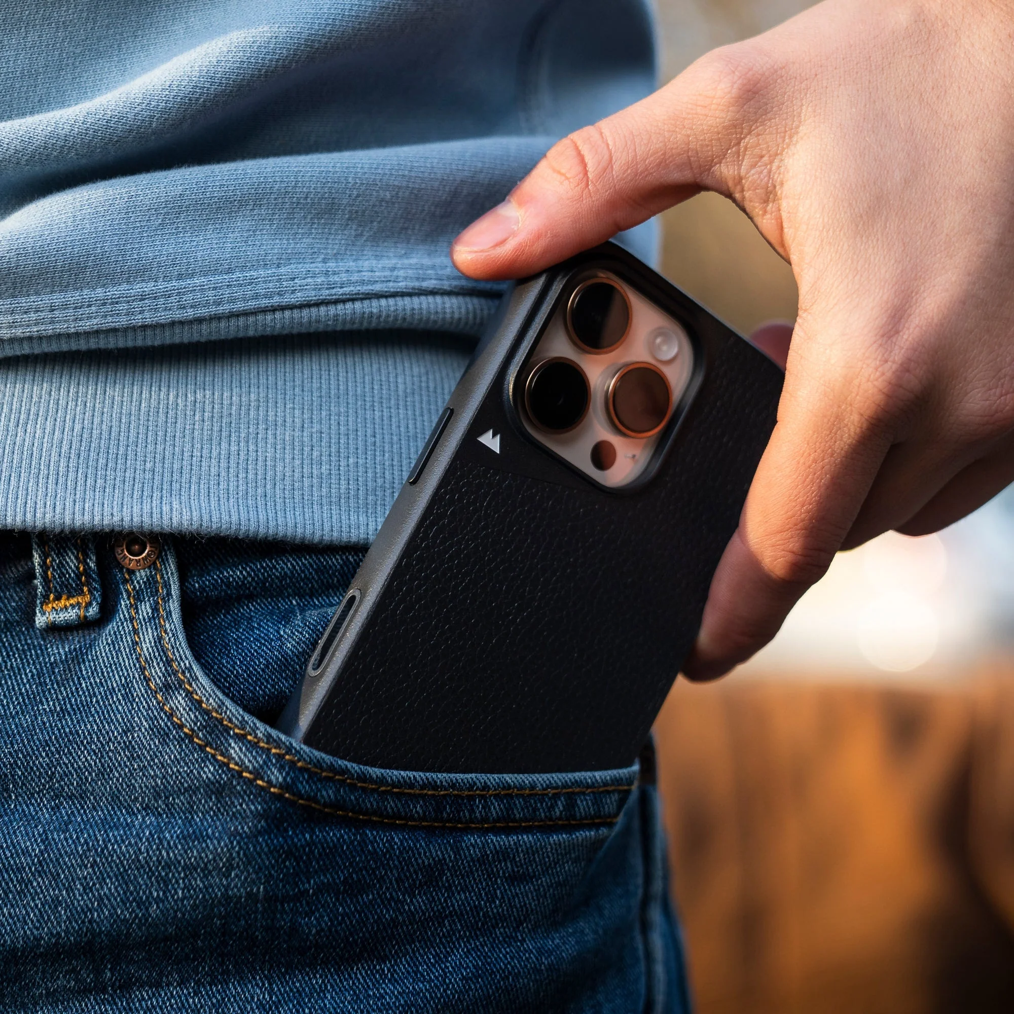 Black Leather Protective Phone Case with Camera Control Button - Limitless - Image 8