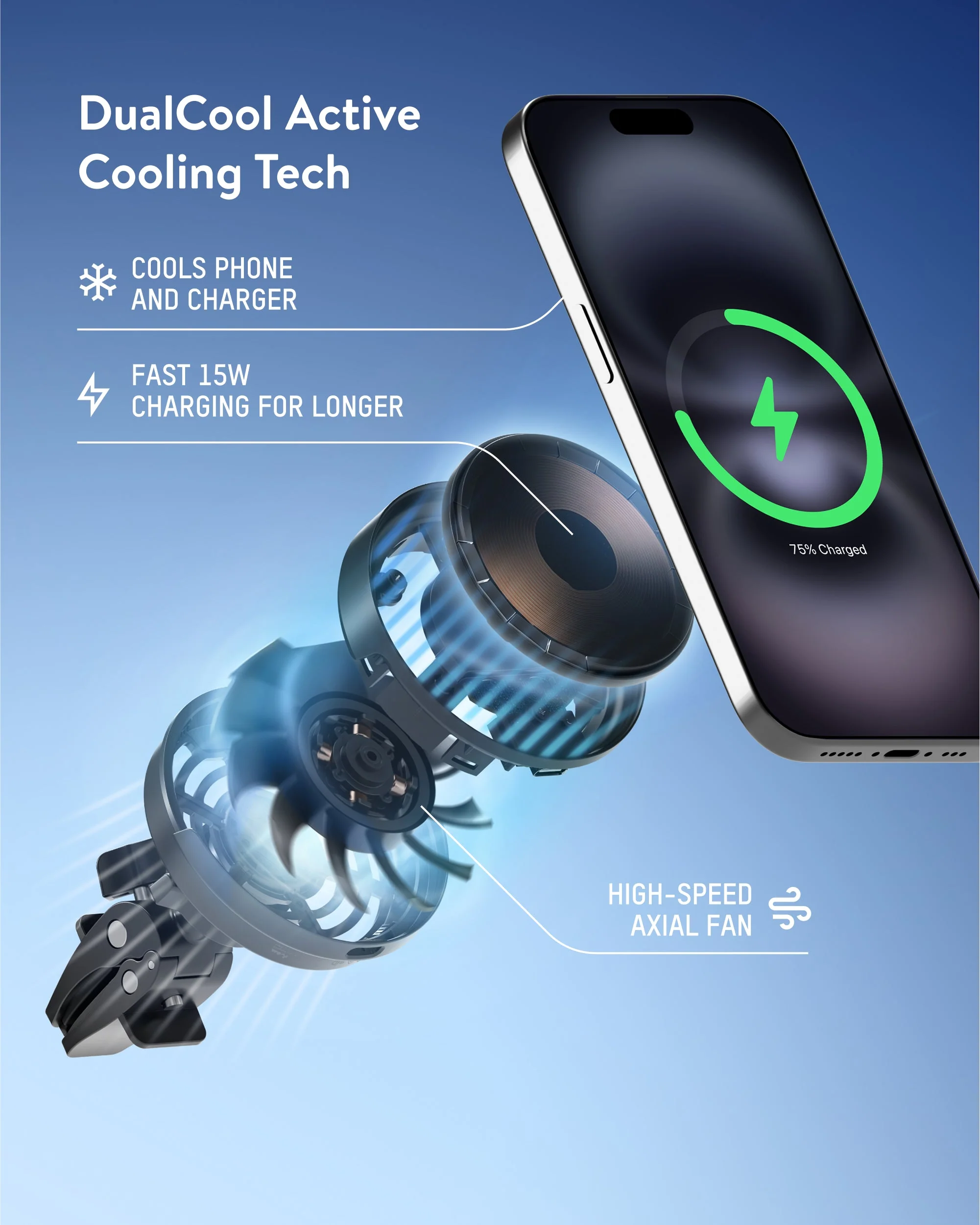 Wireless Charging Car Vent Clip - With Qi2 - Image 3